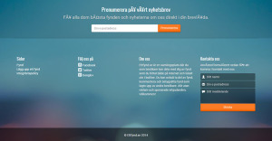 Footer start with a section to invite user to subscribe for newsletter, and other quick links and a contact form.