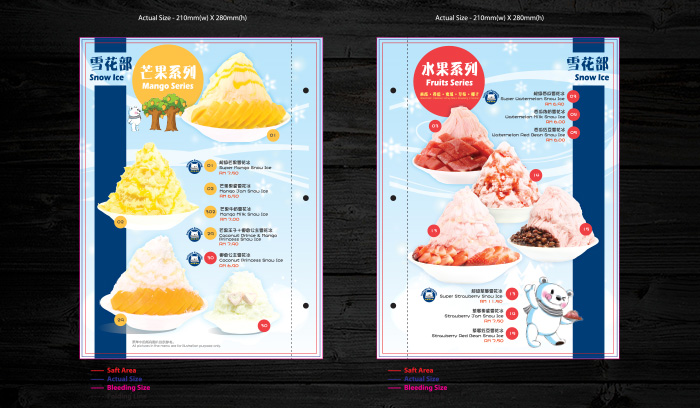 IceTown Hard Cover Inner Page Design 冰临城下高档防水印壳菜单内页设计