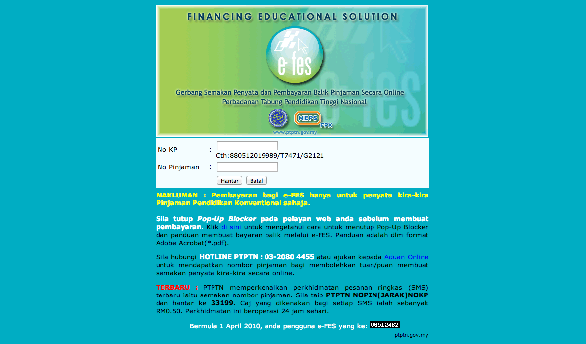 Epay PTPTN Website